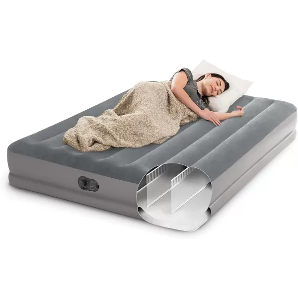 Intex 64114E DuraBeam Standard Prestige Air Mattress FiberTech  Queen Size  Builtin USB Electric Pump  12in Bed Height  600lb Weight CapacityMidRise Airbed