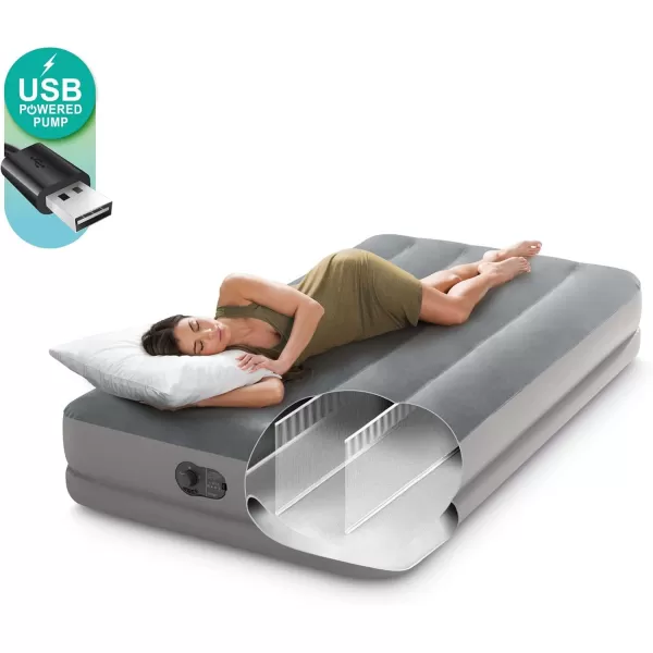 Intex 64114E DuraBeam Standard Prestige Air Mattress FiberTech  Queen Size  Builtin USB Electric Pump  12in Bed Height  600lb Weight CapacityMidRise Airbed