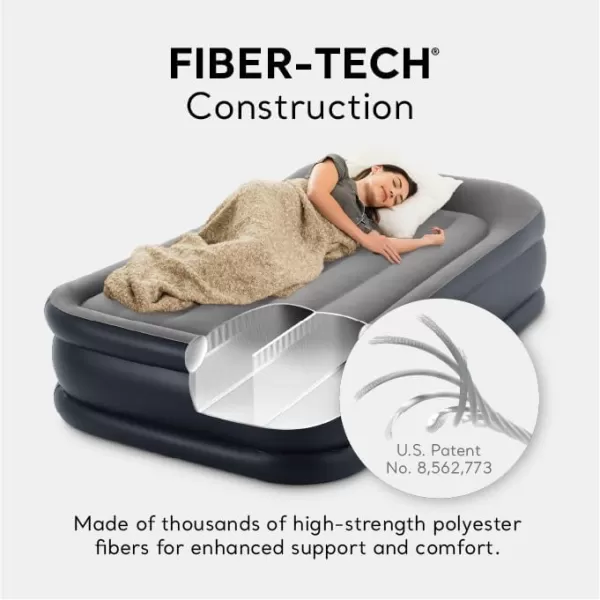Intex 64135ED DuraBeam Plus Deluxe Pillow Rest Air Mattress FiberTech  Queen Size  Builtin Electric Pump  165in Bed Height  600lb Weight CapacityTwin