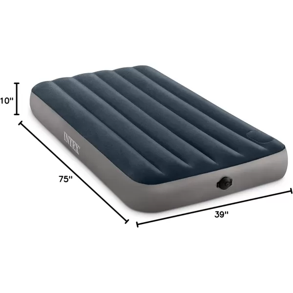 Intex 64781E DuraBeam Standard SingleHigh Air Mattress FiberTech  Twin Size  2Step Pump  10in Bed Height  300lb Weight CapacityTwin