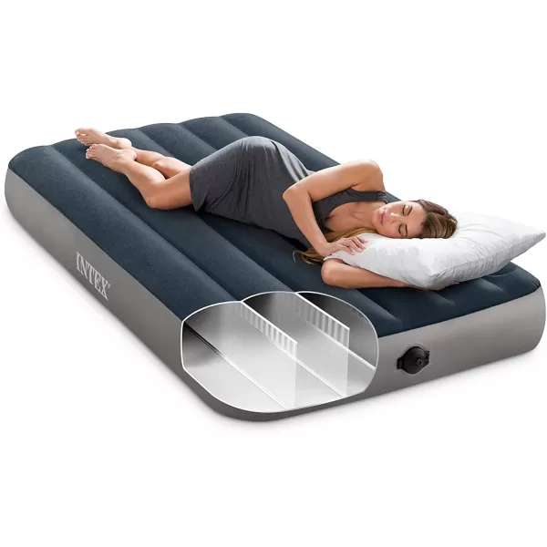 Intex 64781E DuraBeam Standard SingleHigh Air Mattress FiberTech  Twin Size  2Step Pump  10in Bed Height  300lb Weight CapacityTwin