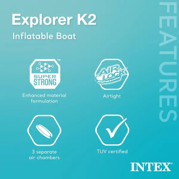Intex 68307EP Explorer K2 Inflatable Kayak Set Includes Deluxe 86in Aluminum Oars and HighOutput Pump  SuperStrong PVC  Adjustable Seats with Backrest  2Person  400lb Weight Capacity2person