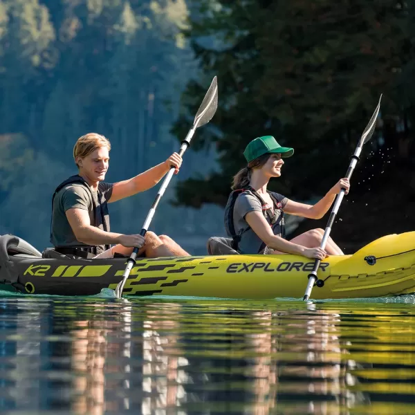 Intex 69629E 86quot Kayak Paddle Ribbed Spoon Shaped Blades  Durable Lightweight Shaft  Comfortable Grips  3Position Feather Adjustability  TUV RL Approved