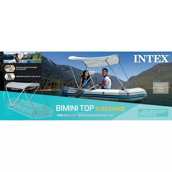 Intex Bimini Top Sun Shade Canopy Cover with Aluminum Frame for Mariner Seahawk Excursion ampamp Challenger Boat Models Accessory Only Gray
