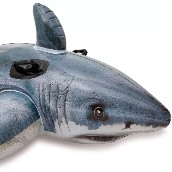 Intex Great White Shark Inflatable Pool Float Animal Pool Toy for Kids  2 HeavyDuty Handles  88lb Weight Capacity  68quot x 42quot  for Ages 3