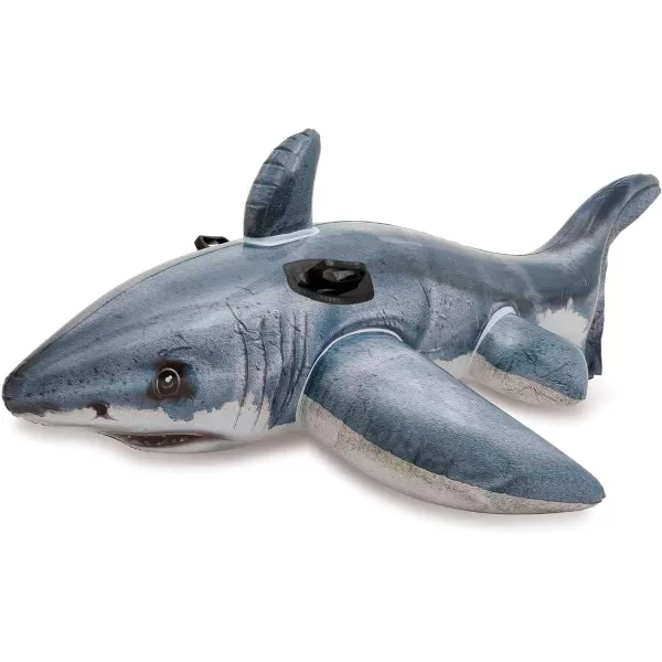 Intex Great White Shark Inflatable Pool Float Animal Pool Toy for Kids  2 HeavyDuty Handles  88lb Weight Capacity  68quot x 42quot  for Ages 3