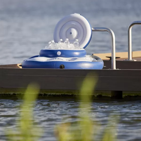 Intex Mega Chill Swimming Pool Inflatable Floating 24 Can Beverage Cooler Holder for Swimming Boating Tubing BBQs and More Blue