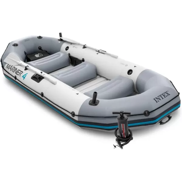 INTEX 68373EP Mariner 3 Inflatable Boat Set Includes Deluxe 54in Boat Oars and HighOutput Pump  WearResistant Keel  Removable Fishing Rod Holders  3Person  880lb Weight Capacity