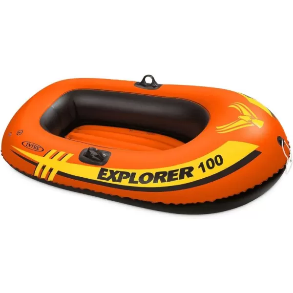 INTEX Explorer Inflatable Boat Series Dual Air Chambers  Welded Oar Locks  Grab Handles  Bow Rope  Sporty DesignExplorer 100