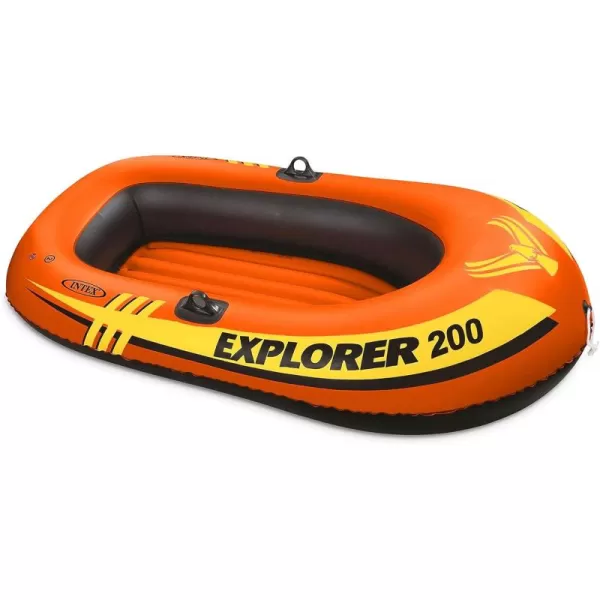 INTEX Explorer Inflatable Boat Series Dual Air Chambers  Welded Oar Locks  Grab Handles  Bow Rope  Sporty DesignExplorer 200