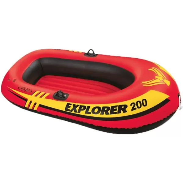 INTEX Explorer Inflatable Boat Series Dual Air Chambers  Welded Oar Locks  Grab Handles  Bow Rope  Sporty DesignExplorer 200 Set