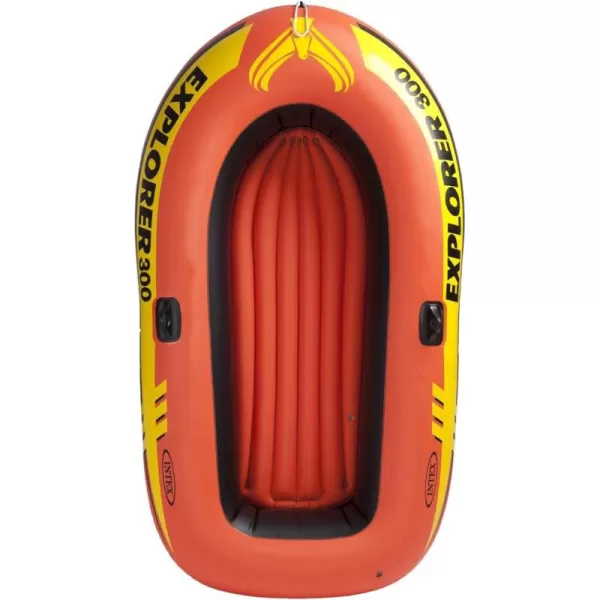 INTEX Explorer Inflatable Boat Series Dual Air Chambers  Welded Oar Locks  Grab Handles  Bow Rope  Sporty DesignExplorer 300 Set
