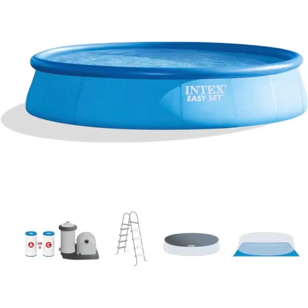 Intex 28165EH Easy Set Inflatable Swimming Pool Set 15ft x 42in  Includes 1000 GPH Cartridge Filter Pump  Removable Ladder  Pool Cover  Ground Cloth15FT x 42IN
