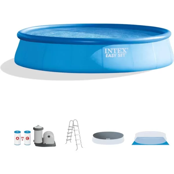 Intex 28165EH Easy Set Inflatable Swimming Pool Set 15ft x 42in  Includes 1000 GPH Cartridge Filter Pump  Removable Ladder  Pool Cover  Ground Cloth18FT x 48IN