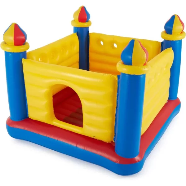 Intex 48259EP Inflatable Colorful JumpOLene Castle Bouncer Indoor Outdoor Kids Jump Bounce House for 2 Kids Ages 3 to 6 Years