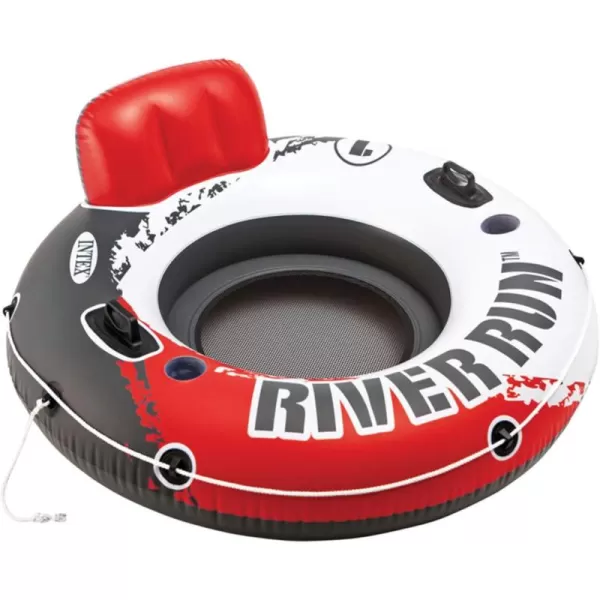 Intex 56825EP River Run 1 Inflatable Floating Lounge Comfortable Backrest  Builtin Cup Holders  Durable Grab Handles  All Around Grab Rope  220lb Weight Capacity  Color May Vary