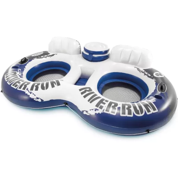 Intex 58837EP River Run 2 Inflatable Floating Lounge Comfortable Backrests  Builtin Cup Holders  Cooler with Lid  2 Person  440lb Weight Capacity