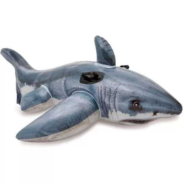 Intex Great White Shark Inflatable Pool Float Animal Pool Toy for Kids  2 HeavyDuty Handles  88lb Weight Capacity  68quot x 42quot  for Ages 3