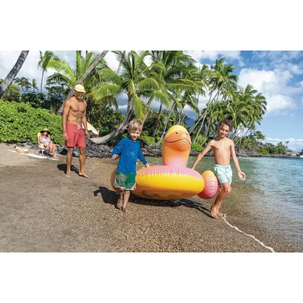 INTEX Baby Duck Inflatable Pool Float Animal Pool Toy for Kids  2 HeavyDuty Handles  220lb Max Weight Capacity  63quot x 465quot  for Ages 3