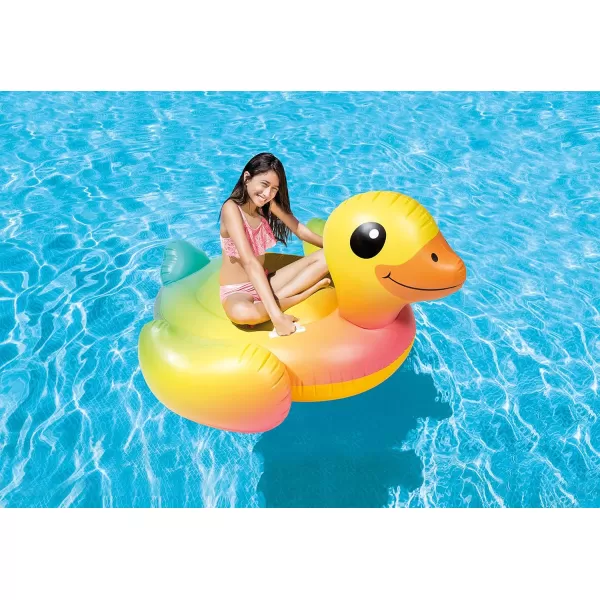 INTEX Baby Duck Inflatable Pool Float Animal Pool Toy for Kids  2 HeavyDuty Handles  220lb Max Weight Capacity  63quot x 465quot  for Ages 3