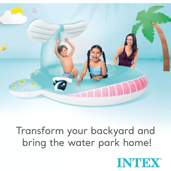 INTEX Friendly Octopus Inflatable Kiddie Pool Inflatable Kids Pool with Water Sprayer and Slide  Splash Pad  92quot x 72quot x 59quot  Ages 3Blue