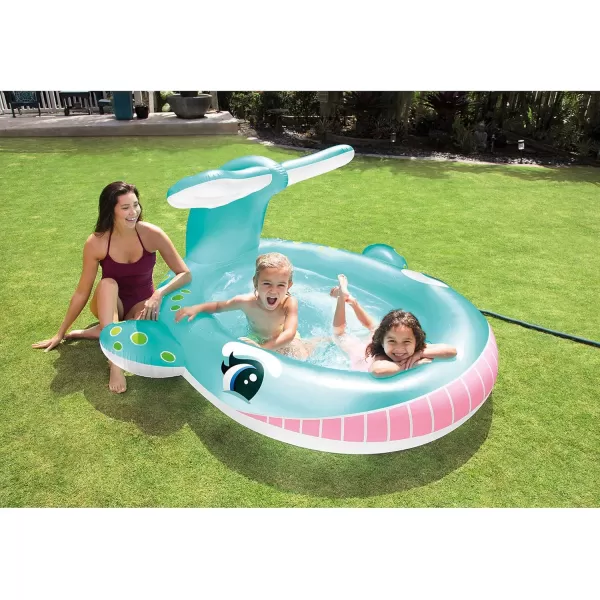 INTEX Friendly Octopus Inflatable Kiddie Pool Inflatable Kids Pool with Water Sprayer and Slide  Splash Pad  92quot x 72quot x 59quot  Ages 3Blue