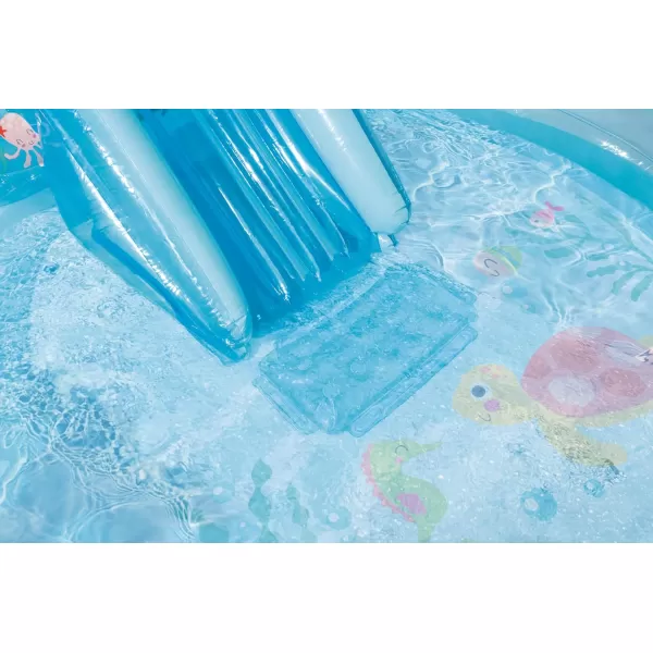INTEX Friendly Octopus Inflatable Kiddie Pool Inflatable Kids Pool with Water Sprayer and Slide  Splash Pad  92quot x 72quot x 59quot  Ages 3Blue