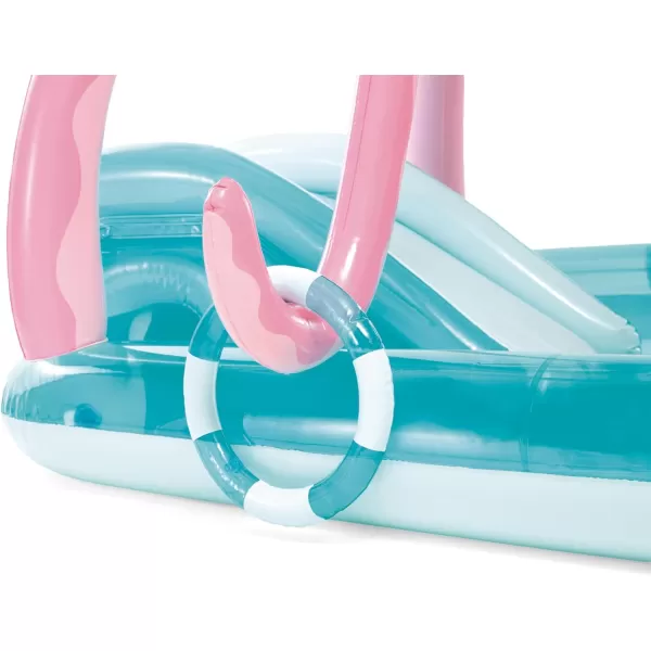 INTEX Friendly Octopus Inflatable Kiddie Pool Inflatable Kids Pool with Water Sprayer and Slide  Splash Pad  92quot x 72quot x 59quot  Ages 3Blue