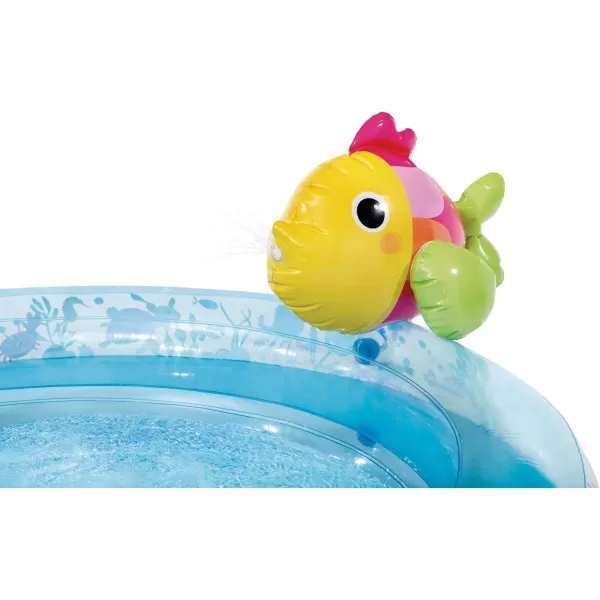 INTEX Friendly Octopus Inflatable Kiddie Pool Inflatable Kids Pool with Water Sprayer and Slide  Splash Pad  92quot x 72quot x 59quot  Ages 3Blue