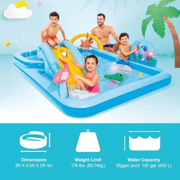 INTEX Friendly Octopus Inflatable Kiddie Pool Inflatable Kids Pool with Water Sprayer and Slide  Splash Pad  92quot x 72quot x 59quot  Ages 3Blue
