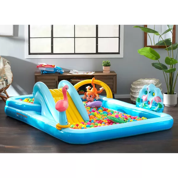 INTEX Friendly Octopus Inflatable Kiddie Pool Inflatable Kids Pool with Water Sprayer and Slide  Splash Pad  92quot x 72quot x 59quot  Ages 3Blue