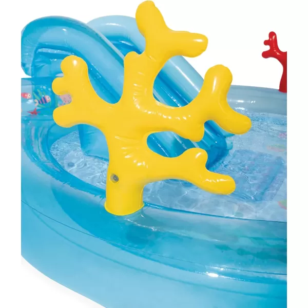 INTEX Friendly Octopus Inflatable Kiddie Pool Inflatable Kids Pool with Water Sprayer and Slide  Splash Pad  92quot x 72quot x 59quot  Ages 3Blue