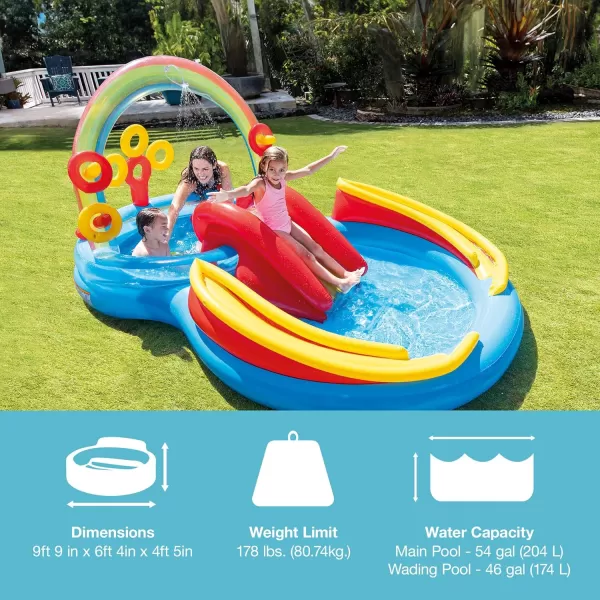 INTEX Friendly Octopus Inflatable Kiddie Pool Inflatable Kids Pool with Water Sprayer and Slide  Splash Pad  92quot x 72quot x 59quot  Ages 3Multicolor