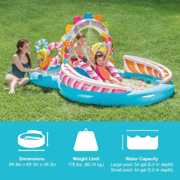 INTEX Friendly Octopus Inflatable Kiddie Pool Inflatable Kids Pool with Water Sprayer and Slide  Splash Pad  92quot x 72quot x 59quot  Ages 3Multicolor