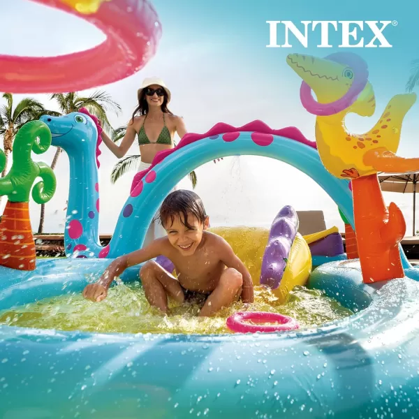 INTEX Friendly Octopus Inflatable Kiddie Pool Inflatable Kids Pool with Water Sprayer and Slide  Splash Pad  92quot x 72quot x 59quot  Ages 3Multicolor