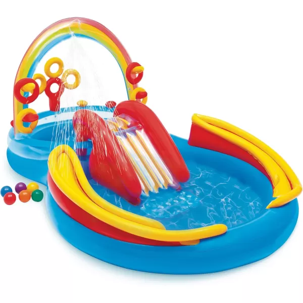 INTEX Friendly Octopus Inflatable Kiddie Pool Inflatable Kids Pool with Water Sprayer and Slide  Splash Pad  92quot x 72quot x 59quot  Ages 3Multicolor