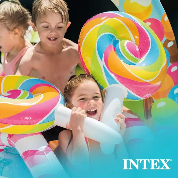 INTEX Friendly Octopus Inflatable Kiddie Pool Inflatable Kids Pool with Water Sprayer and Slide  Splash Pad  92quot x 72quot x 59quot  Ages 3Multicolor