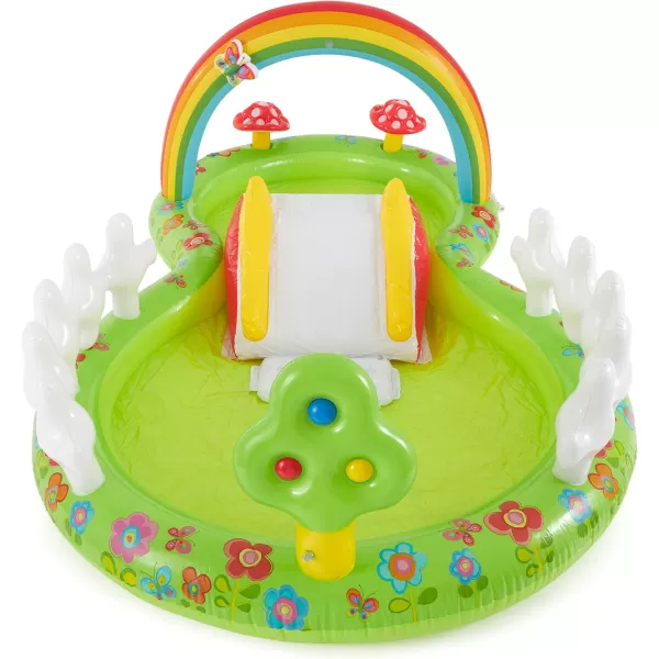 INTEX Friendly Octopus Inflatable Kiddie Pool Inflatable Kids Pool with Water Sprayer and Slide  Splash Pad  92quot x 72quot x 59quot  Ages 3Multicolor