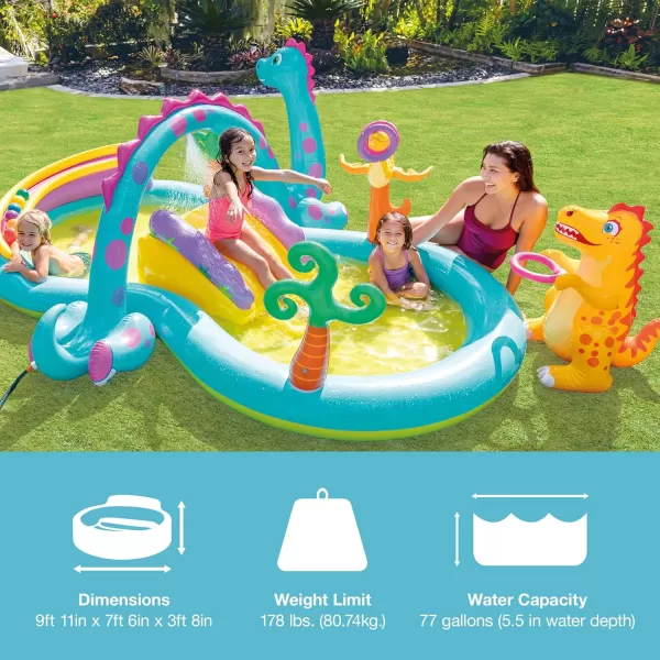 INTEX Friendly Octopus Inflatable Kiddie Pool Inflatable Kids Pool with Water Sprayer and Slide  Splash Pad  92quot x 72quot x 59quot  Ages 3Multicolor