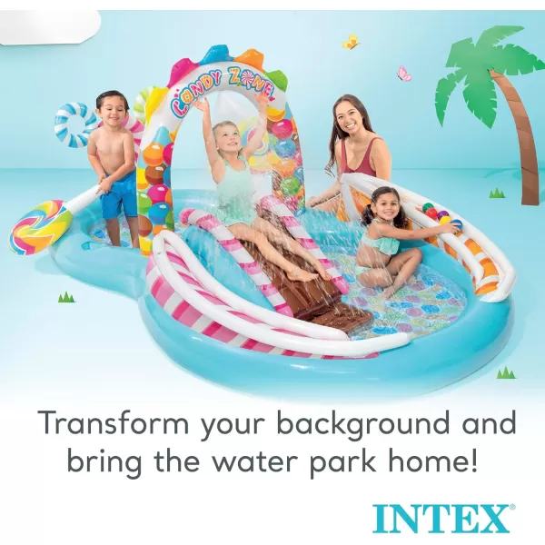INTEX Friendly Octopus Inflatable Kiddie Pool Inflatable Kids Pool with Water Sprayer and Slide  Splash Pad  92quot x 72quot x 59quot  Ages 3Multicolor
