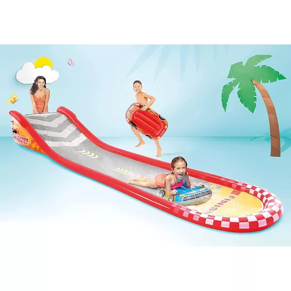 INTEX Friendly Octopus Inflatable Kiddie Pool Inflatable Kids Pool with Water Sprayer and Slide  Splash Pad  92quot x 72quot x 59quot  Ages 3Red