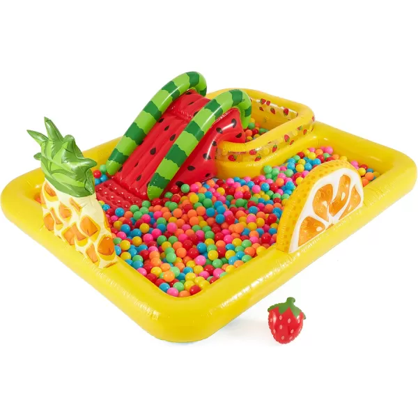 INTEX Friendly Octopus Inflatable Kiddie Pool Inflatable Kids Pool with Water Sprayer and Slide  Splash Pad  92quot x 72quot x 59quot  Ages 3Yellow