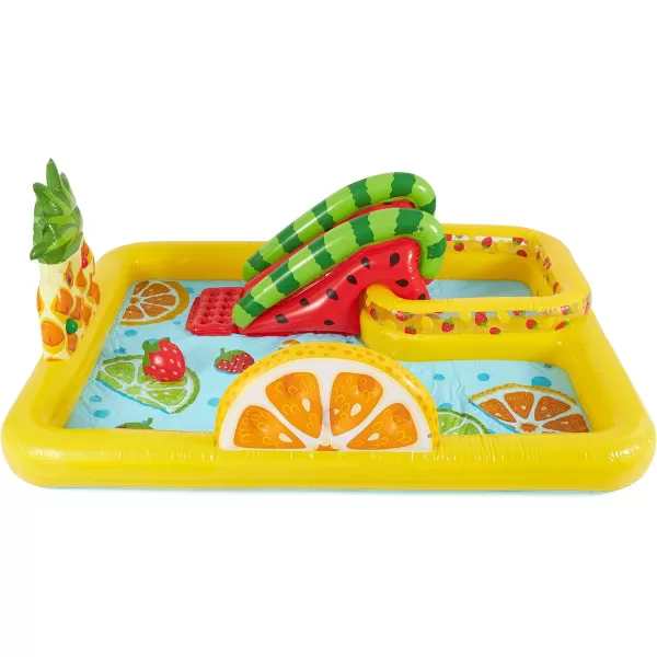 INTEX Friendly Octopus Inflatable Kiddie Pool Inflatable Kids Pool with Water Sprayer and Slide  Splash Pad  92quot x 72quot x 59quot  Ages 3Yellow