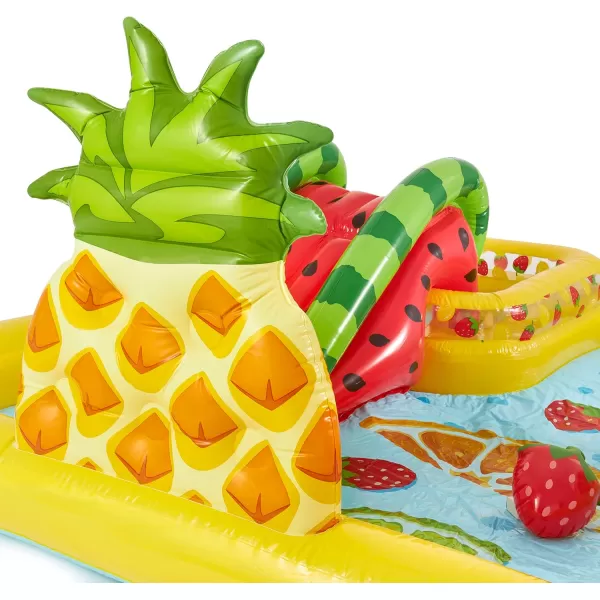 INTEX Friendly Octopus Inflatable Kiddie Pool Inflatable Kids Pool with Water Sprayer and Slide  Splash Pad  92quot x 72quot x 59quot  Ages 3Yellow