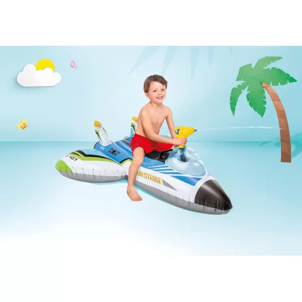 INTEX Water Gun Plane Inflatable Pool Float Pool Toy for Kids  Includes Toy Water Gun  88lb Weight Capacity  46quot x 46quot  Color May Vary