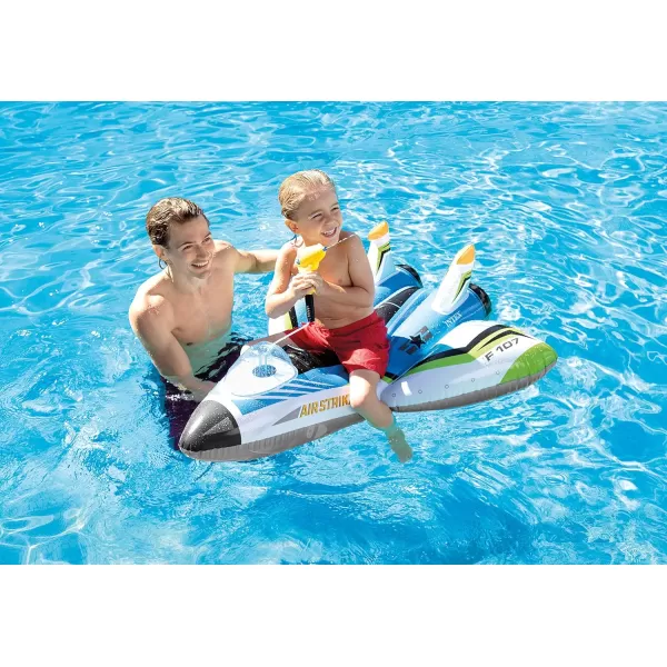 INTEX Water Gun Plane Inflatable Pool Float Pool Toy for Kids  Includes Toy Water Gun  88lb Weight Capacity  46quot x 46quot  Color May Vary