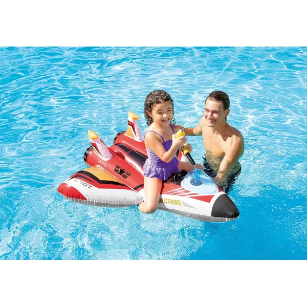 INTEX Water Gun Plane Inflatable Pool Float Pool Toy for Kids  Includes Toy Water Gun  88lb Weight Capacity  46quot x 46quot  Color May Vary