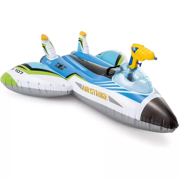 INTEX Water Gun Plane Inflatable Pool Float Pool Toy for Kids  Includes Toy Water Gun  88lb Weight Capacity  46quot x 46quot  Color May Vary