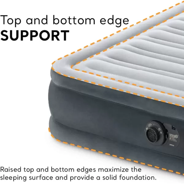 Intex DuraBeam Deluxe ComfortPlush Elevated Air Mattress FiberTech  Queen Size  Builtin Electric Pump  18in Bed Height  600lb Weight CapacityFull