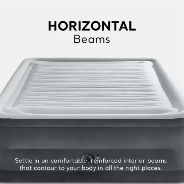 Intex DuraBeam Deluxe ComfortPlush Elevated Air Mattress FiberTech  Queen Size  Builtin Electric Pump  18in Bed Height  600lb Weight CapacityQueen